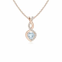 4mm Aquamarine Infinity Heart Pendant with Diamonds in 14K Rose Gold - £271.90 GBP