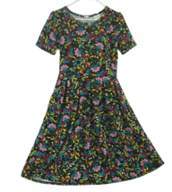 Lularoe Amelia Dress Women size M poly spandex floral print pleated skirt zip up - £30.17 GBP