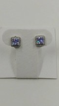 Princess Cut Simulated Lavender Sterling Silver Post Earrings - $13.95