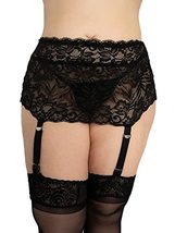 Angelique Women&#39;s Plus Size Floral Lace Nickel Free Adjustable Garter Belt for S - £22.64 GBP