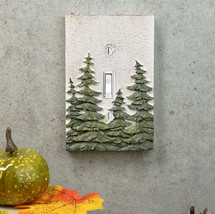 Rustic Evergreen Pine Trees Forest Wall Cover Plate 2-Pack Single Toggle Switch - £19.92 GBP