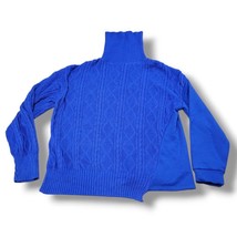 Zara Sweater Size Small Women&#39;s Knit Sweater Half Fleece Sweater Cowl Neck Blue - £22.13 GBP