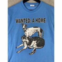 VTG Greyhound Dog T-Shirt Size M Blue Wanted A Home Rescue Adoption Shelter - £19.89 GBP