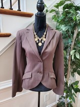 Max Studio Brown Polyester Single Breasted Two Buttons Fitted Blazer 10 NWT $198 - £60.89 GBP