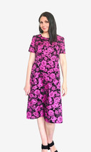 Vintage Pink-Black Rose Dress - £43.02 GBP