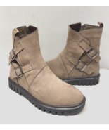 MIZ MOOZ NUBUCK LEATHER  BOOTIE SIDE ZIP TAUPE  37EU / 7US NEW # Z-123 - $2,555.41 MXN