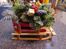 Radio Flyer Wooden Christmas Decorative Sleigh FTD Teleflora Gifts Planter - $24.74