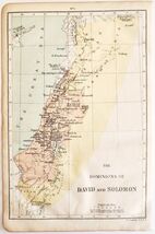 1920 Map Dominions Of David And Solomon Bible Page Christian Collectible... - $11.25