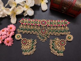 VeroniQ Trends-South Indian Style Bridal Choker Set in Pachi Kundan Necklace - £299.75 GBP