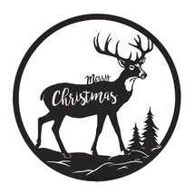 Cut Metal Merry Christmas Deer Plaque 16&quot;D - $1,123.24 MXN