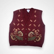 Vintage Koret Floral Embroidered Beaded Cardigan Vest Petite Large - £18.74 GBP