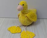 Vintage Yellow Polka Dot Duck Plush Pink Checked Wings rope legs Squeaky... - $14.84