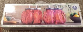 Crofton Cabana 4pk Pink Glass Flamingo Sippers Mason Jar W/Straws New In Box! - £11.79 GBP