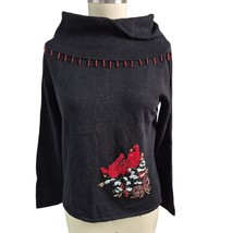 Vintage 1990s Tiara International Christmas Cardinal Bird Sweater - Blac... - $58.41