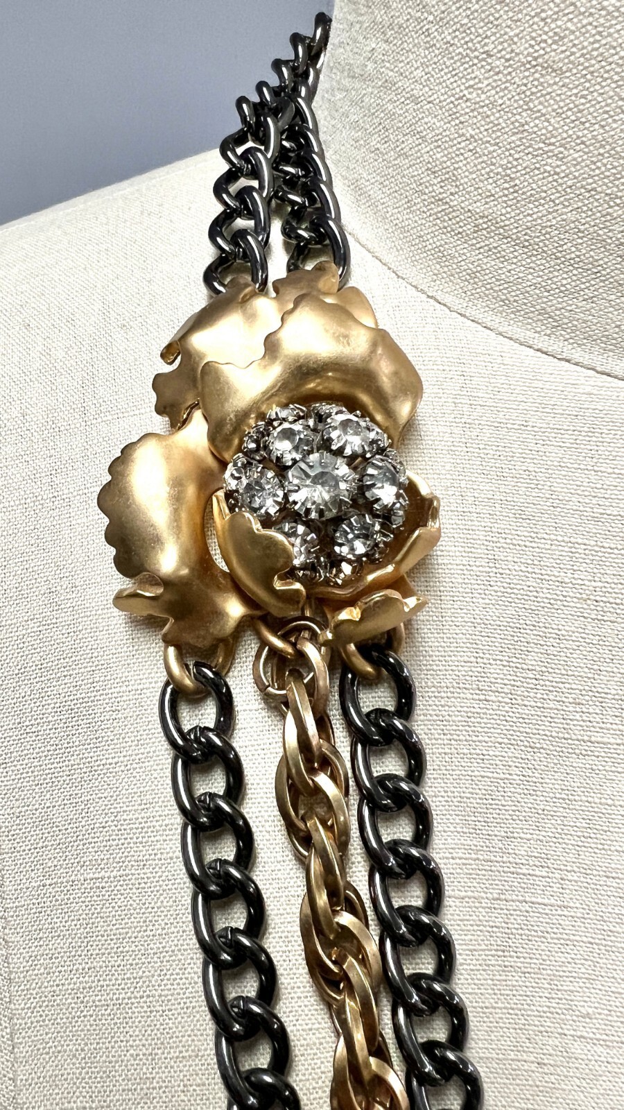 J.Crew Jumbo Crystal Blooms 3D Statement Necklace LONG RARE BIG Item image 8