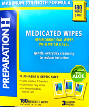Preparation H Medicated Hemorrhoidal Wipes With Aloe 3x60 Total 180 Ct E... - $483.95 MXN