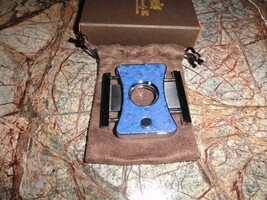 Brizard and Co. - "Elite Series 2" Cutter - Blue Ostrich and Camel Color Leather image 3