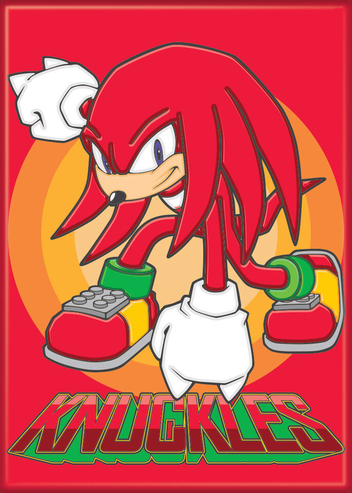 Sonic the Hedgehog Game Knuckles Figure On Red Refrigerator Magnet NEW U... - $3.99