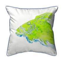 Betsy Drake Green Fish Extra Large 22 X 22 Indoor Outdoor Pillow - £54.48 GBP