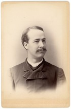 Circa 1890&#39;S Cabinet Card Handsome Man Suit Coat Mustache St. John Hartford Ct - £9.63 GBP