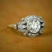 2Ct Vintage Moissanite Antique Art Deco Engagement Ring 14k Yellow Gold Over - £95.43 GBP
