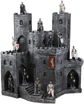 Ebros Castle Fortress Display Stand Sculpture with 12 Miniature Knight Figurine - £99.54 GBP