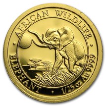 2016 1/25 oz Somalia Gold African Elephant BU - $189.97
