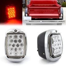 Red LED Tail Lamp w/ Clear Lens &amp; Black Housing Pair for 1940-53 Chevy GMC Truck - £101.17 GBP