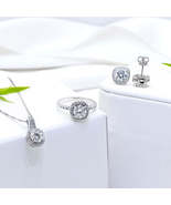 GRA Certified Square Halo 0.5/1/2ct Moissanite S925 4-Piece Jewelry Set - $60.00+