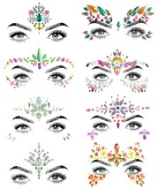 8 Pcs Music Festival Face Jewels Rhinestone Rave Face Gems Glitter Cryst... - £19.38 GBP