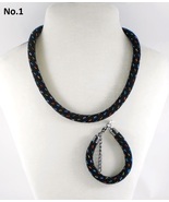 Jewelery set:beaded rope-necklace and bracelet,Color Black-multicolored,... - $61.02 CAD+