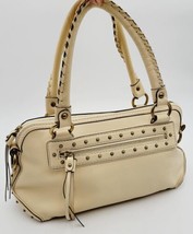 Vtg Michael Kors British Tan Leather STUDDED Satchel Saddle Bag Handbag ... - £52.18 GBP