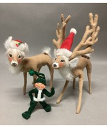 Vintage Annalee 2 Reindeer And 1 Mischievous Elf - $29.69