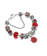 Awesome NEW European Charm Bracelet/Bangle RED Crystal/Bead Chain~Fashio... - £13.45 GBP