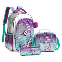 BIKAB School Backpack Girls 16 Inch Girls School Sequin Backpack with Lunch Box  - £85.44 GBP