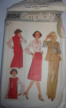 Simplicity Misses Blouse Tabard Pants Back Wrap Skirt Size 12 #8514 1977 - £3.98 GBP
