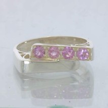 Pink Ceylon Sapphire 925 Silver Ring size 8.5 Filigree Overlapping Design 320 - £81.90 GBP