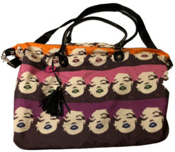 Betsey Johnson XOX Marilyn Monroe Motif Orange Black Vintage 90s Shoulder Bag - $35.81