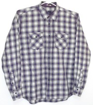 Bugatchi Shaped Fit Purple / Gray Checks Flip Cuff Men&#39;s Long Sleeve Shirt XL - £31.42 GBP