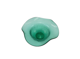 Vintage Art Glass Green Crackle Bowl Candy Dish - £17.40 GBP