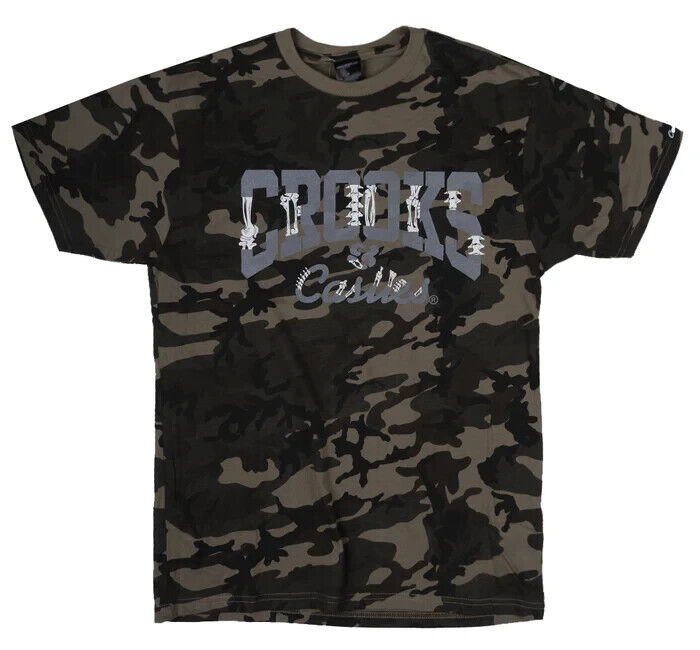 Crooks & Castles Camouflage Bones Logo T-Shirt: Blend in with Boldness