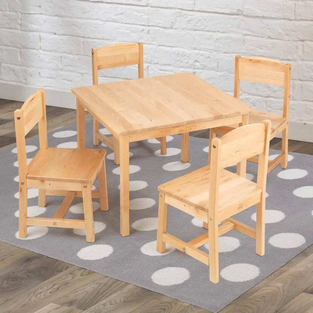 Children&#39;s tables and chairs Wooden Farmhouse Table &amp; 4 Chair Set, Children - £214.80 GBP