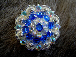 4 Conchos Rhinestone Horse Saddle Western Rodeo Bridle Berry Blue CO43 - $24.74