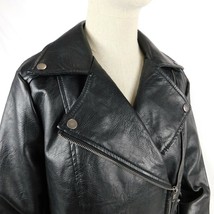 Forever 21 Woman Black Moto Biker Style Faux Leather Pleather Jacket Coat Sz S - £23.58 GBP