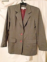 Vintage LEW MAGRAM Womens Blazer Career Jacket Dark Grey K112 12890 LINE... - $17.47