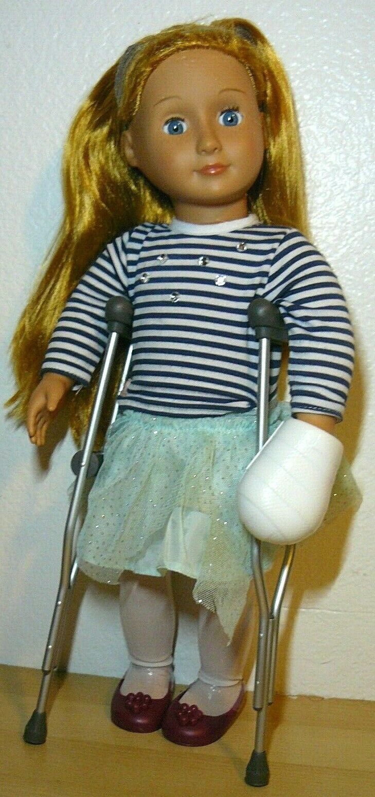 BATTAT Our Generation Girl Freckled Doll w American Girl crutches cast