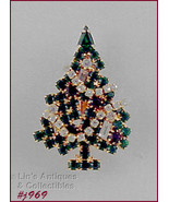 Signed Eisenberg Ice Garland Christmas Tree Pin Smaller Size (#J969) - £47.85 GBP