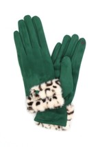  Leopard Faux Fur Cuff Smart Touch Gloves - $27.75