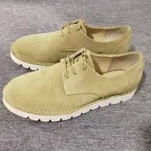 Beige Real Suede Shoes Man Round Toe Lace Up Comfortable Flats Male Fash... - £130.44 GBP