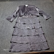 R&amp;M Richards Dress Formal Sz 8 Sillver Gray Sheet Ruffle With Open Jacke... - $34.22